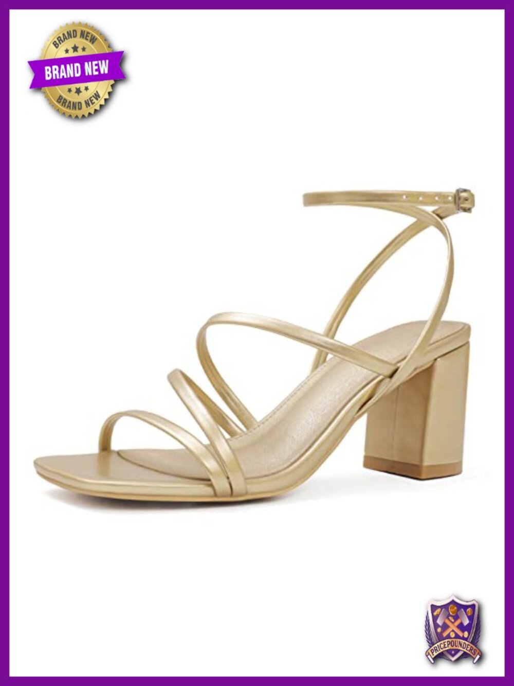 Strappy Block Heel Sandals Square Toe Chunky Ankle Buckle Pump
